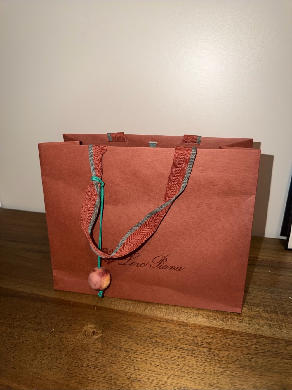 Loro Piana Shopping Bag with Wooden Charm Ribbon and tissue paper